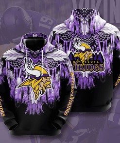 Quality Men's Minnesota Vikings 3D Graphic Hoodie with Zippers