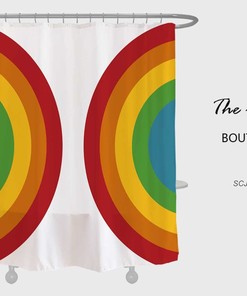 Rainbow Colored Shower Curtain for Bathtub - Waterproof and Washable with Custom Sizes