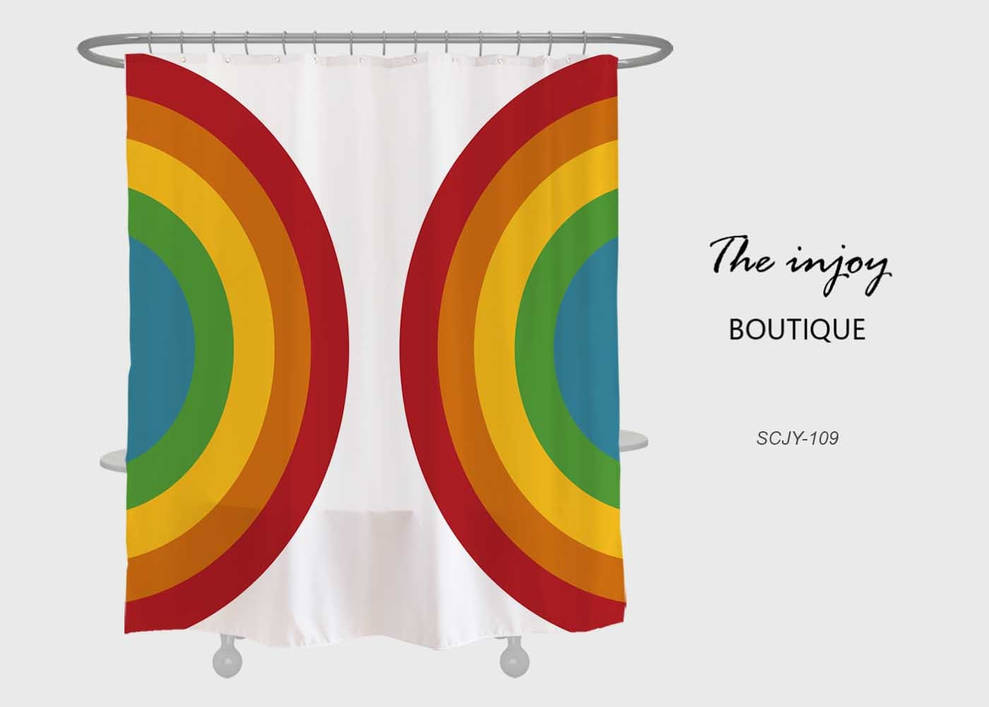 Rainbow Colored Shower Curtain for Bathtub - Waterproof and Washable with Custom Sizes