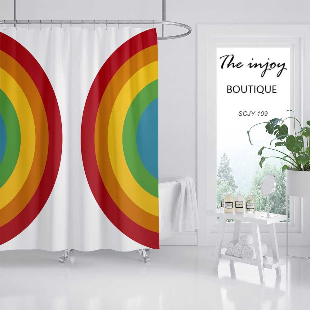 Rainbow Colored Shower Curtain for Bathtub - Waterproof and Washable with Custom Sizes - Image 2