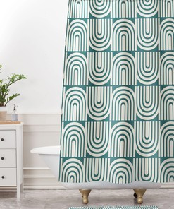 Rainbow Geometric Boho Bath Shower Curtain / Bathroom Decor / Vintage-Inspired