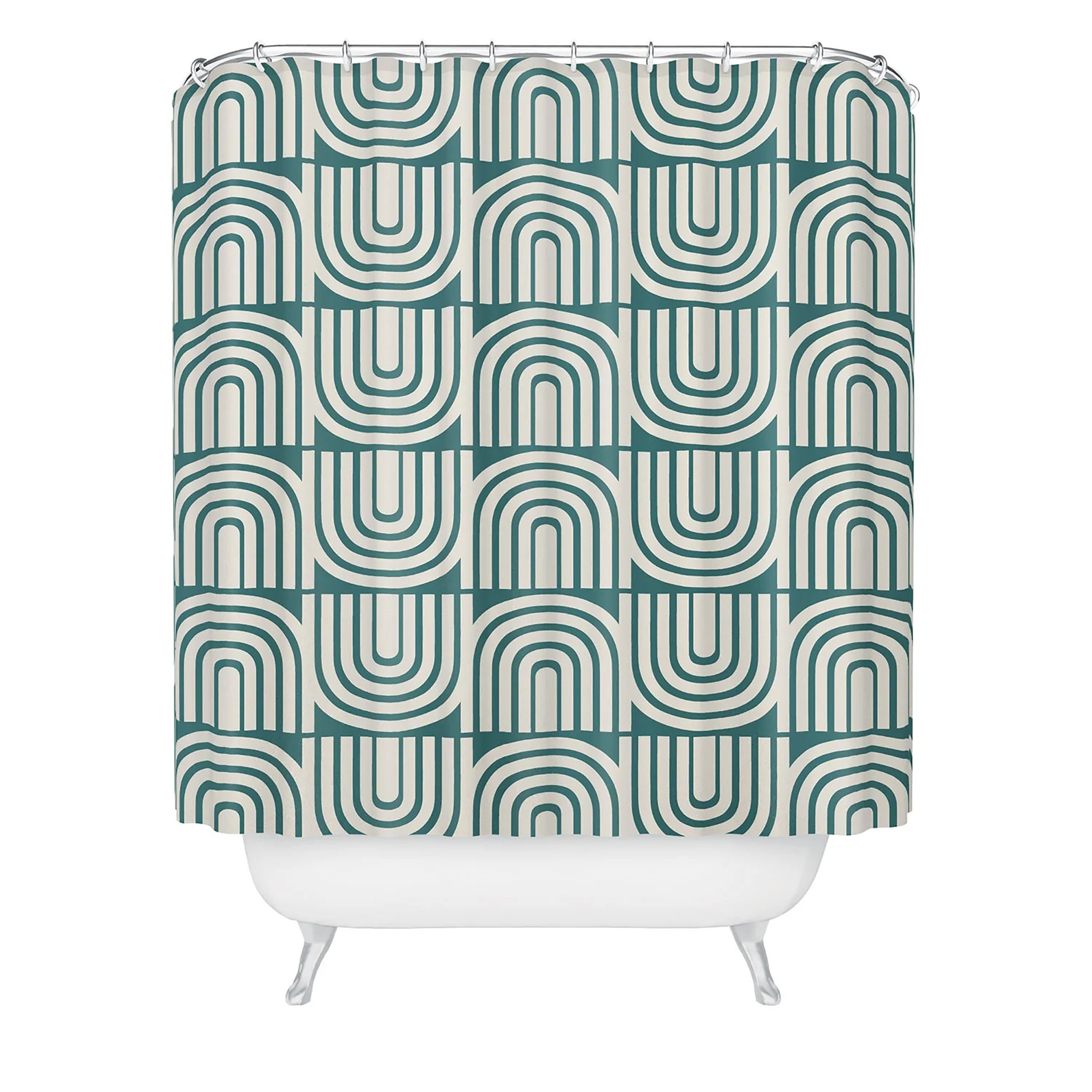 Rainbow Geometric Boho Bath Shower Curtain / Bathroom Decor / Vintage-Inspired - Image 2