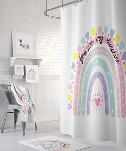 Rainbow Hearts Shower Curtain, Optional Bath Accessories, Inspirational Bathroom Decor