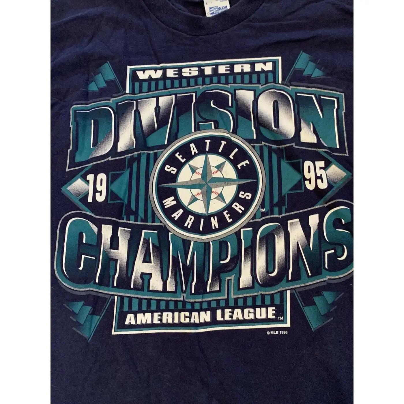 Rare Vintage 1995 Seattle Mariners American League Western Division Champions T-Shirt, Hoodie, Sweatshirt Gifts For Fans - Image 2