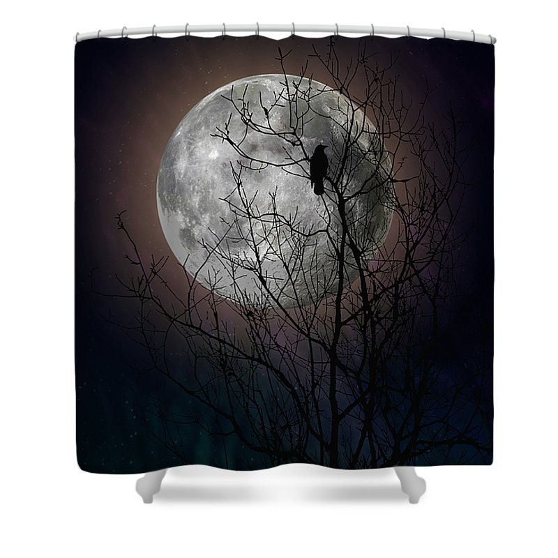 Raven Bird Moon Tree Shower Curtain Moon Glow for Your Luxury Bathroom - Image 4