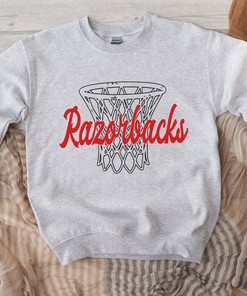 Razorbacks Basketball Hoop Sweatshirt, University Of Arkansas Sweater, Womens Basketball Crewneck, Go Hogs Tee, Hoodie