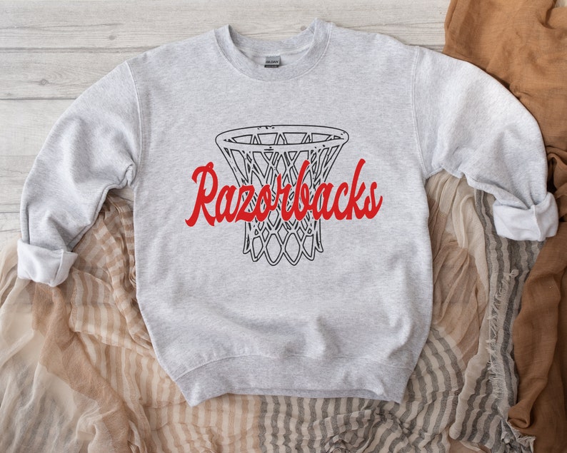 Razorbacks Basketball Hoop Sweatshirt, University Of Arkansas Sweater, Womens Basketball Crewneck, Go Hogs Tee, Hoodie