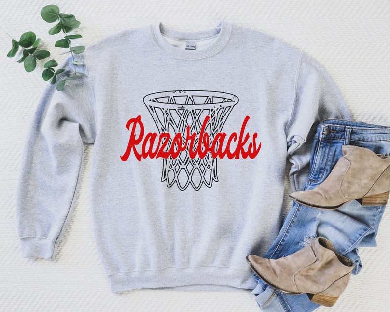 Razorbacks Basketball Hoop Sweatshirt, University Of Arkansas Sweater, Womens Basketball Crewneck, Go Hogs Tee, Hoodie - Image 2