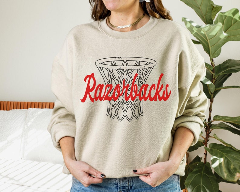 Razorbacks Basketball Hoop Sweatshirt, University Of Arkansas Sweater, Womens Basketball Crewneck, Go Hogs Tee, Hoodie - Image 3