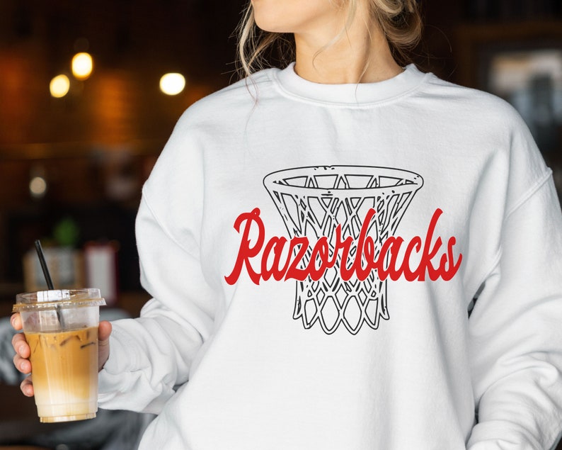 Razorbacks Basketball Hoop Sweatshirt, University Of Arkansas Sweater, Womens Basketball Crewneck, Go Hogs Tee, Hoodie - Image 4