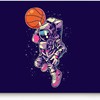 Rectangle Indoor Mat Throw Carpet with Astronaut Playing Basketball - Shining Starry Sky Rug for Durable Home Decor