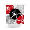 Red Black Gray Hibiscus Shower Curtain, Custom Bathtub Curtain for Red Bathroom Decor with Unique Quotes