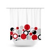 Red Black Gray Shower Curtain, Geometric Bath Curtain, Gray Bathroom, Fabric Shower Curtain, Polka Dot Curtain