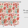 Red Boho Floral Flowers Shower Curtain with Customizable Sizes