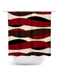 Red Brown Tan Abstract Wave Shower Curtain, Perfect for Rustic and Neutral Bathroom Decor