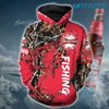 Red Budweiser Fishing All Over Print Hoodie for Men - Gift for Beer Lovers