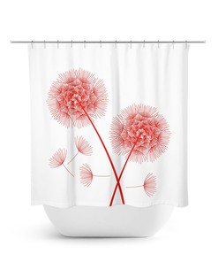 Red Dandelion Shower Curtain, Farmhouse Bathroom Decor, Red Flower Bath Curtain with Quotes, Stunning Design - SHOWER55