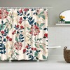 Red Floral Shower Curtain | Chrysanthemum Peony Dahlia Flowers | Fabric Bathroom Curtain
