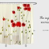 Red Flower Shower Curtain, Art Flora Extra Thick Curtains with Hooks, Waterproof and Washable