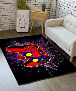 Red Game Controller Area Rug - Black Gamer Rug for Living Room/Bedroom