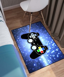 Red Gamepad Controller Print Design Video Game Area Rugs for Teen Boys' Leisure and Gaming Room Decor
