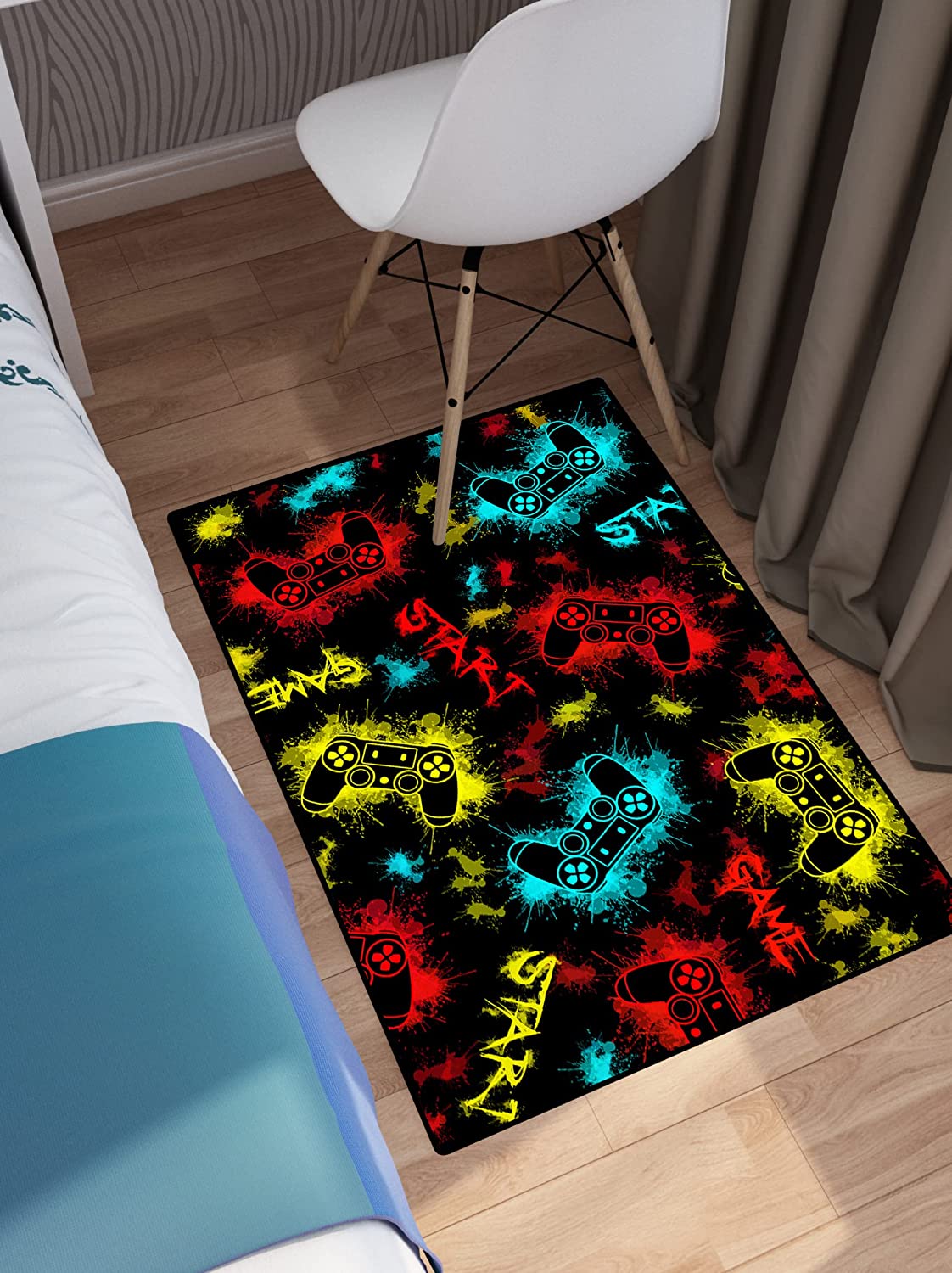 Red Gaming Carpets for Boys' Bedrooms with Gamer Area Rugs for Home Decor with Kids Game Room Rug