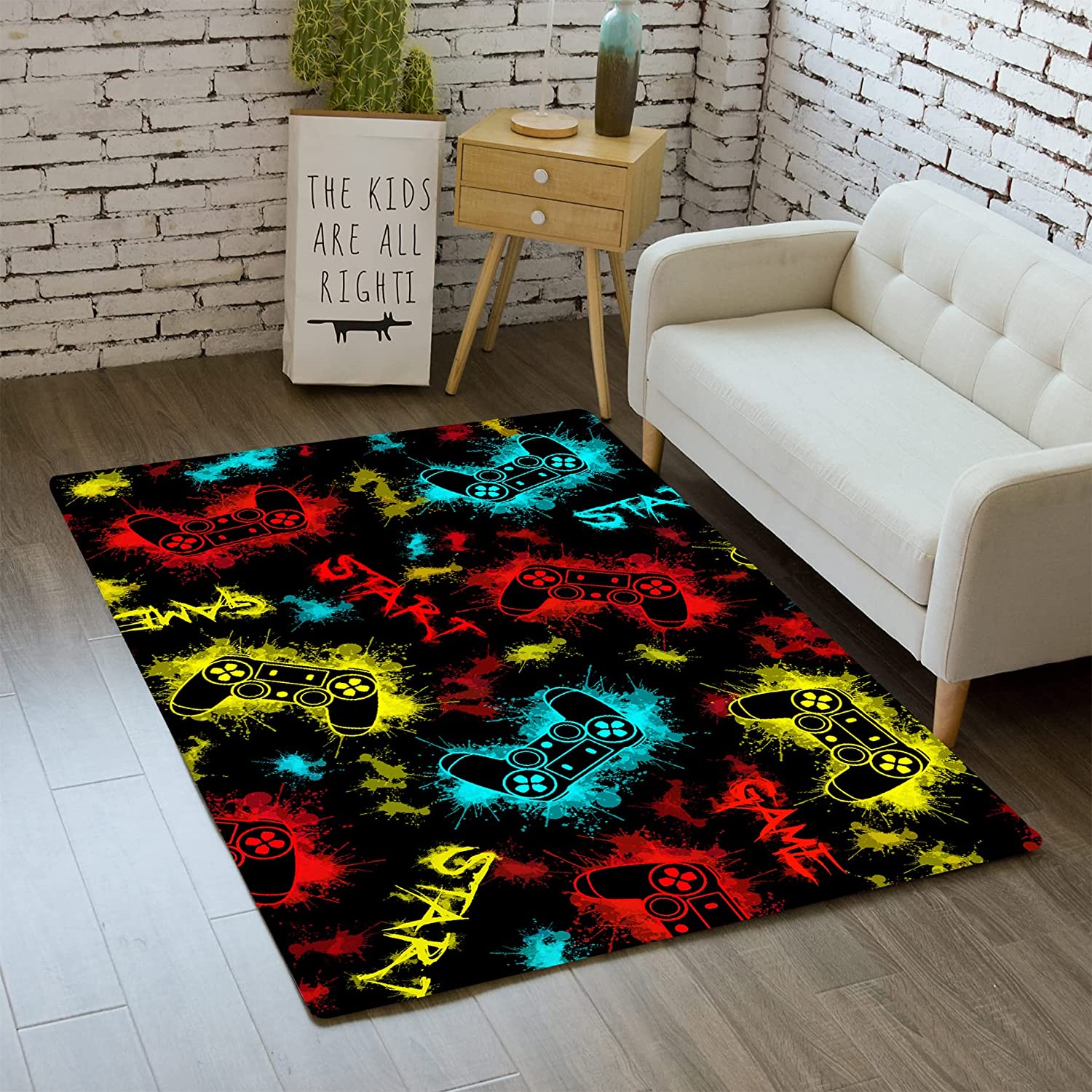 Red Gaming Carpets for Boys' Bedrooms with Gamer Area Rugs for Home Decor with Kids Game Room Rug - Image 2