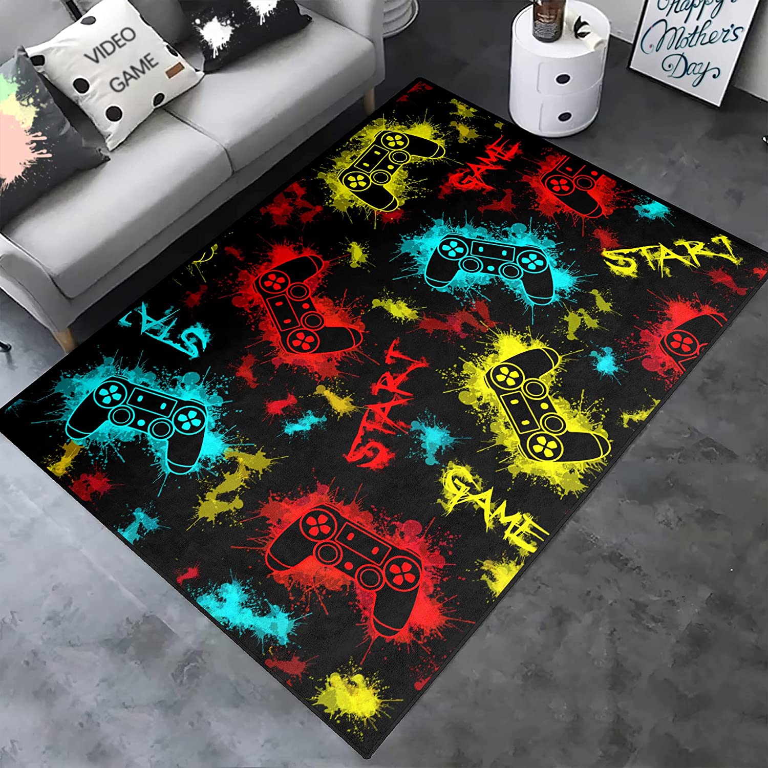 Red Gaming Carpets for Boys' Bedrooms with Gamer Area Rugs for Home Decor with Kids Game Room Rug - Image 4