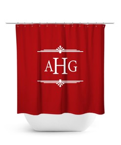 Red Monogram Shower Curtain - Modern Personalized Bathroom Decor