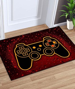 Red Polyester T-Shirt, Hoodie, and Sweatshirt Gaming Rugs for Teen Boys, Stylish Area Rug for Leisure and Bedroom Decorating