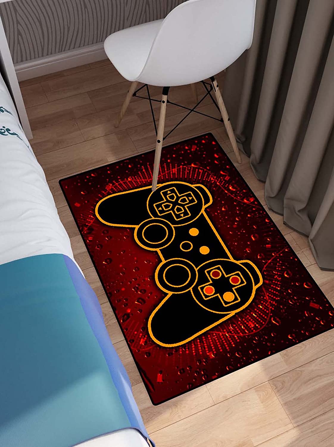 Red Polyester T-Shirt, Hoodie, and Sweatshirt Gaming Rugs for Teen Boys, Stylish Area Rug for Leisure and Bedroom Decorating - Image 2