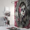 Red Rose Sugar Skull Shower Curtain Set with Skull and Butterfly Bath Items