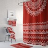 Red Southwestern Boho Shower Curtain with Optional Towels and Bath Mat in Unique Print