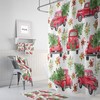 Red Truck Christmas Shower Curtain Set for a Festive Bathroom