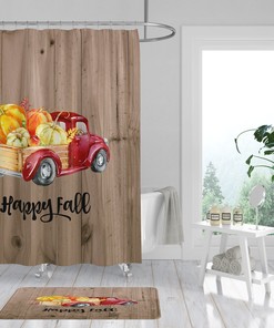 Red Truck with Pumpkins Fall Shower Curtain