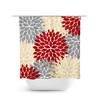 Red Yellow Gray Flower Shower Curtain, Retro Bathroom Decor with Water-Resistant Material and Unique Yellow Curtain