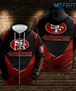 Red and Black All Over Print Zipper Hoodie 3D San Francisco 49ers Gift