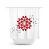 Red and White Flower Shower Curtain, Vintage Fabric Curtain for Red and White Bathroom with Floral Design