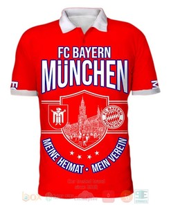 Redefine Fan Fashion with Bayern Munich's Mia San Mia in All Over Print 3D Polo Shirt.