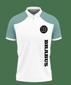 Refreshing in Mint: 3D Printed Brabus Nct-Lt Polo Shirt Ver 1 with Breathable Fabric Design