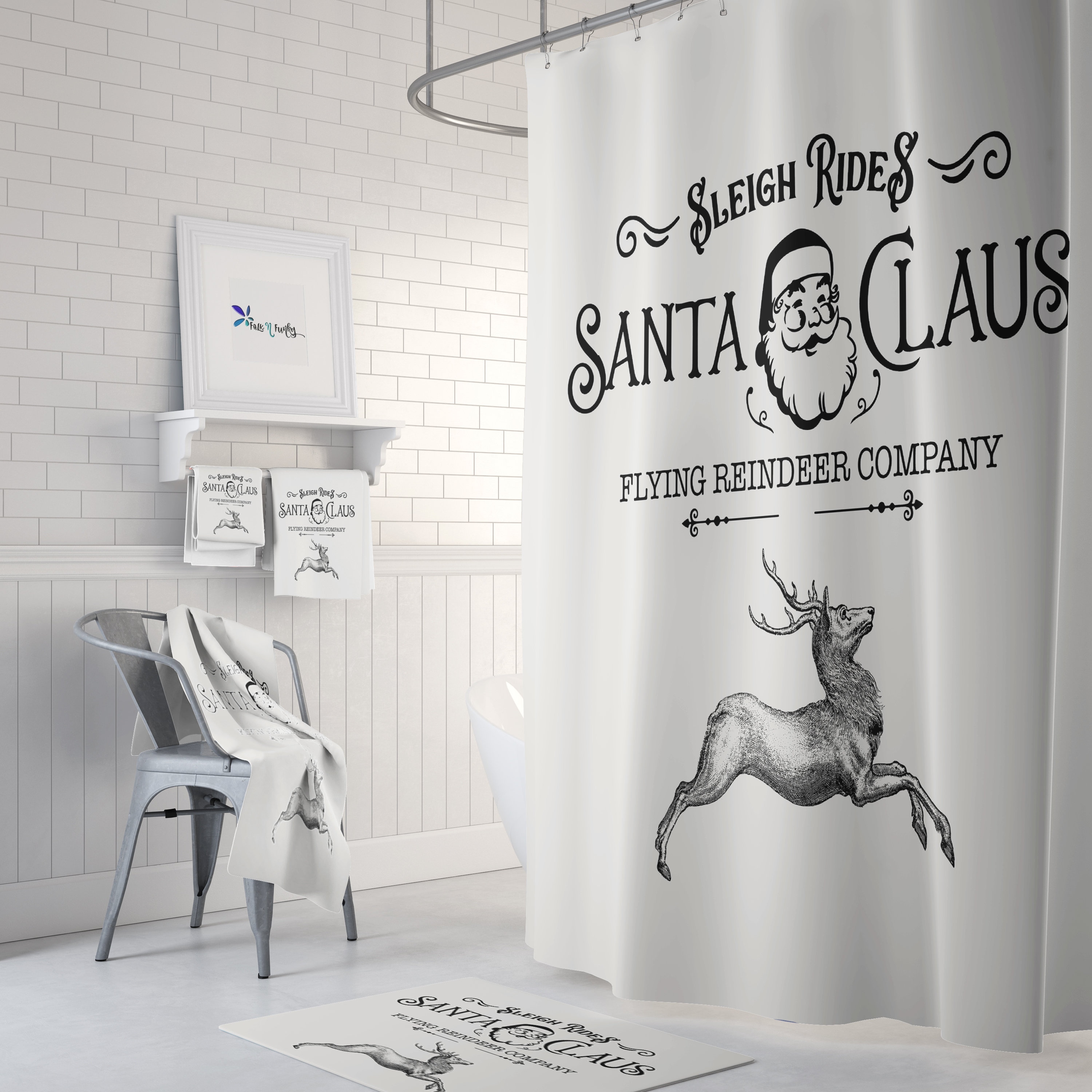 Reindeer Christmas Shower Curtain, Holiday Bathroom Decor with Unique Shower Curtain Ideas and Best Shower Curtains