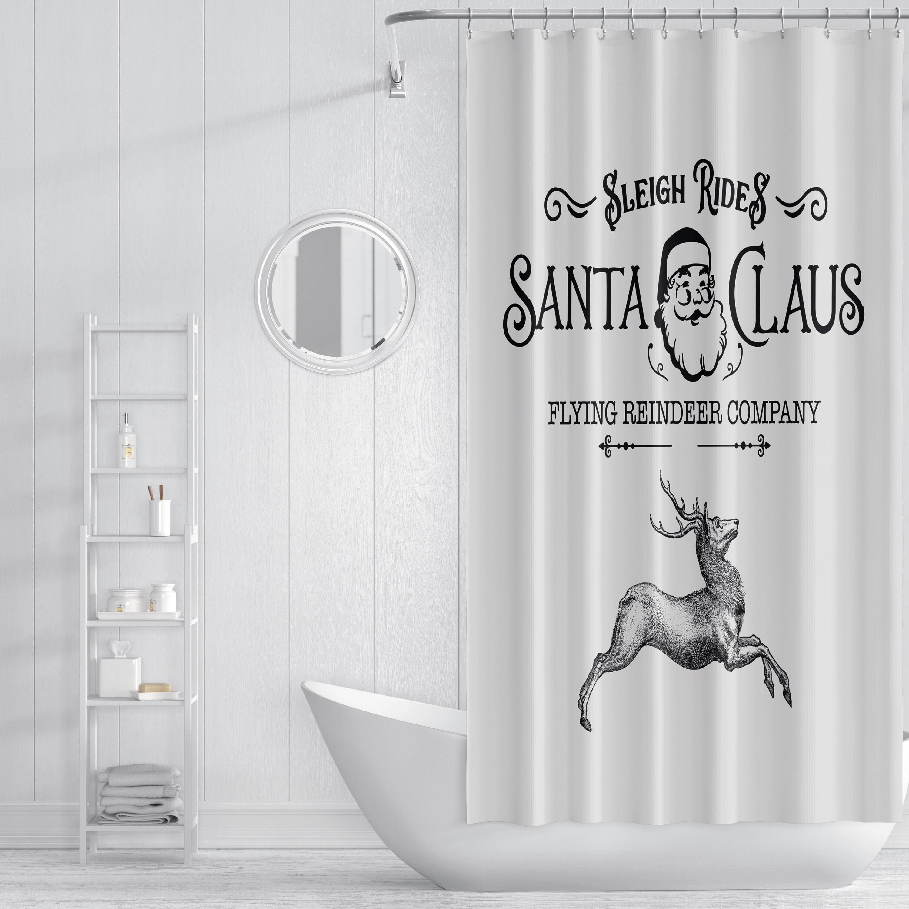 Reindeer Christmas Shower Curtain, Holiday Bathroom Decor with Unique Shower Curtain Ideas and Best Shower Curtains - Image 2