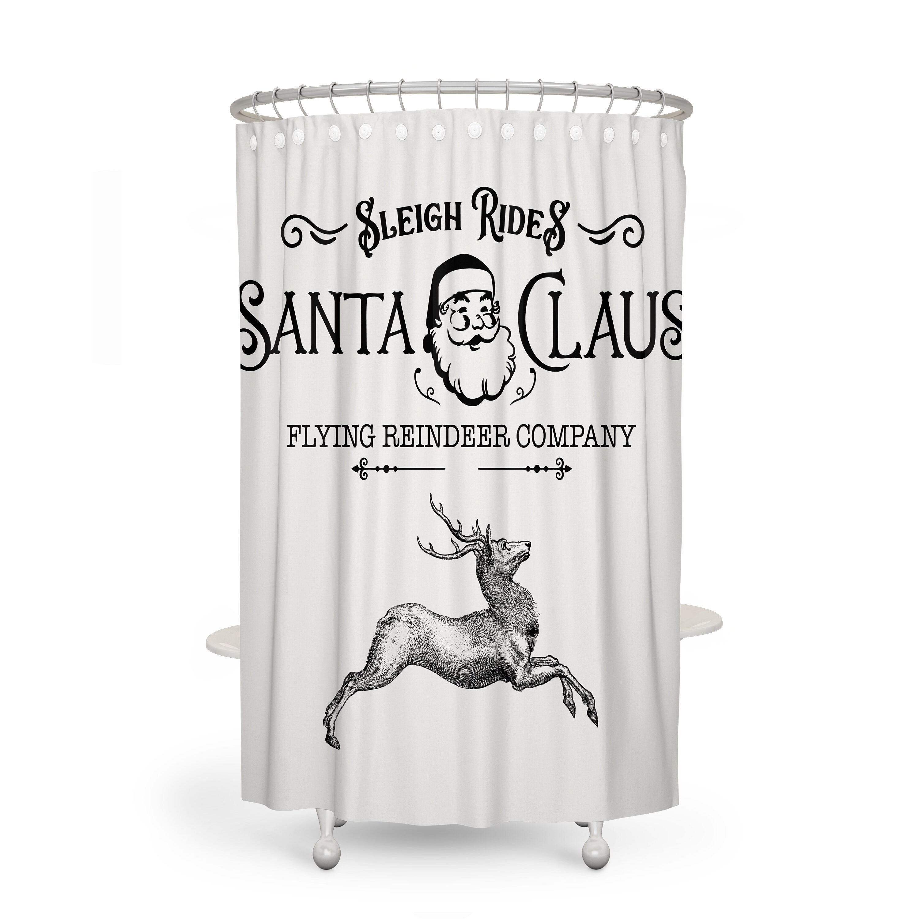 Reindeer Christmas Shower Curtain, Holiday Bathroom Decor with Unique Shower Curtain Ideas and Best Shower Curtains - Image 3