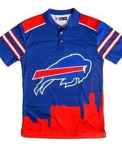Represent Buffalo Bills with Thematic Polyester All Over Print Polo Shirt in 3D