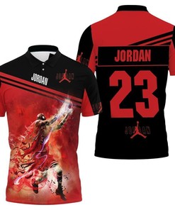 Represent Like Jordan with the NBA Michael Jordan 23 Chicago Bulls Polo Shirt Featuring All Over Print and 3D T-Shirt