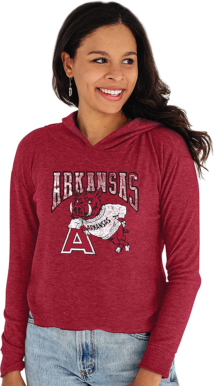 Reserve Collection By Blue 84 Ncaa Womens Cozy Crop Top Vault Hoodie, Hogs Shirt Gifts For Razorbacks Lover