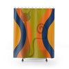 Retro 70's Atomic Cat Silhouette Shower Curtain with Orange, Green, Yellow, and Blue Mid Century Modern Style