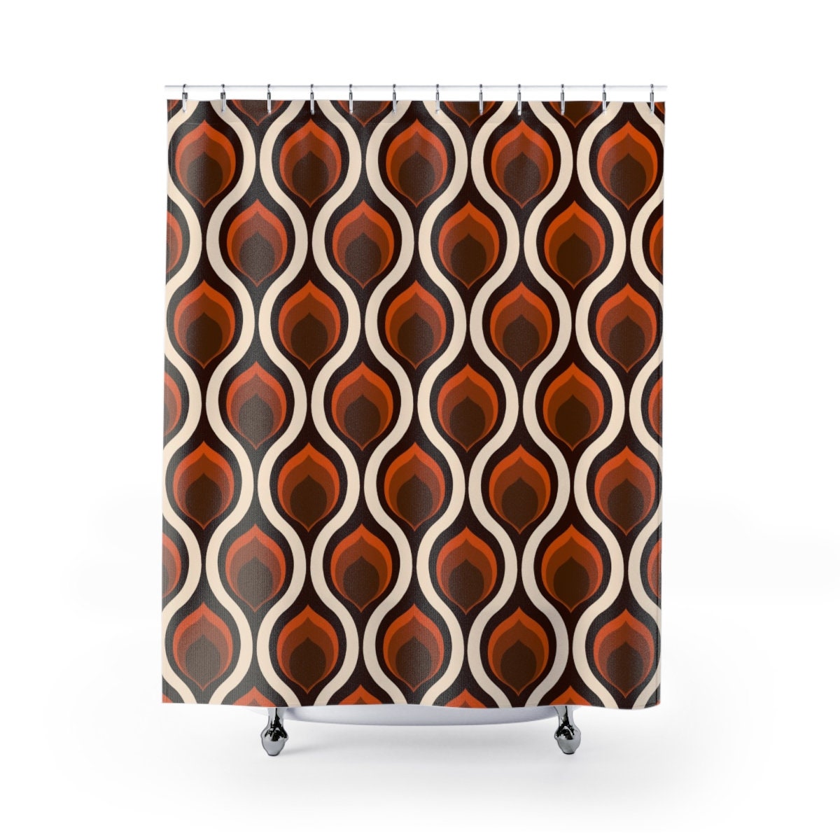 Retro 70s Bathroom Set, Waffle Weave Shower Curtain, Hand Towel, Bath Towel, Spa Wrap - Image 2