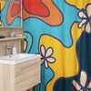Retro 70's Groovy Shower Curtain, Hippie Bathroom Accessory with Vibrant Colors and Designs