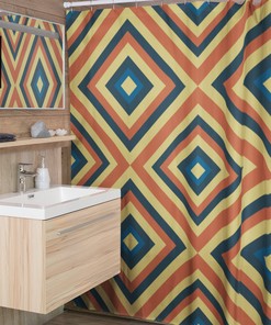 Retro 70's Shower Curtain, 70's 80's Shower Accessory, Funky Tub Curtain with Vintage Vibe